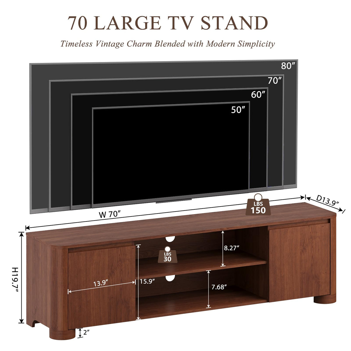 70" Walnut TV Stand C150175