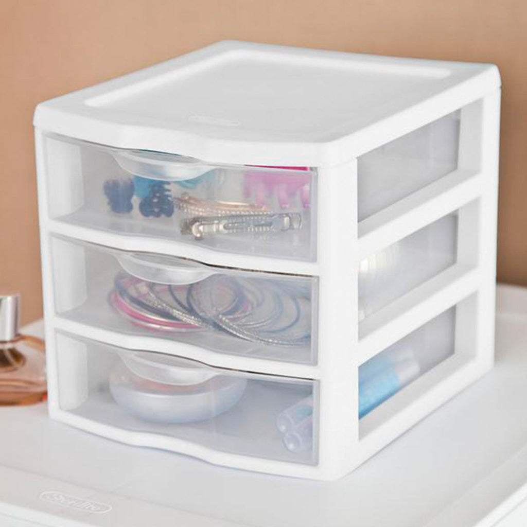 White Plastic 3 Drawer Desktop Storage Unit R85920