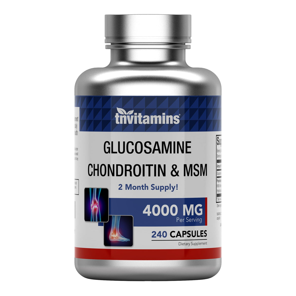 Glucosamine Chondroitin MSM 240 Capsules 4,000 mg Joint Support Supplement L84094