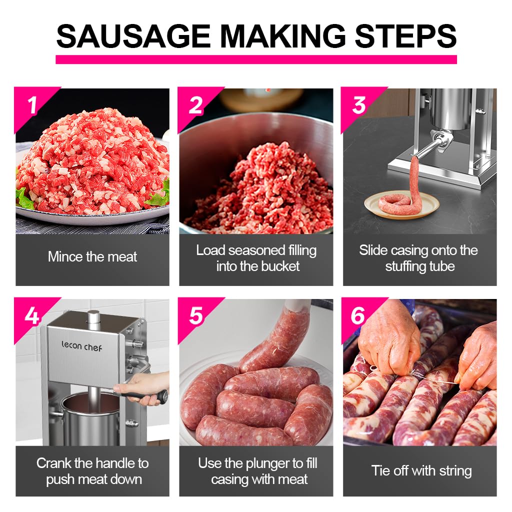 Manual Sausage Stuffer 11lbs/5L Vertical 4 Tubes S59519