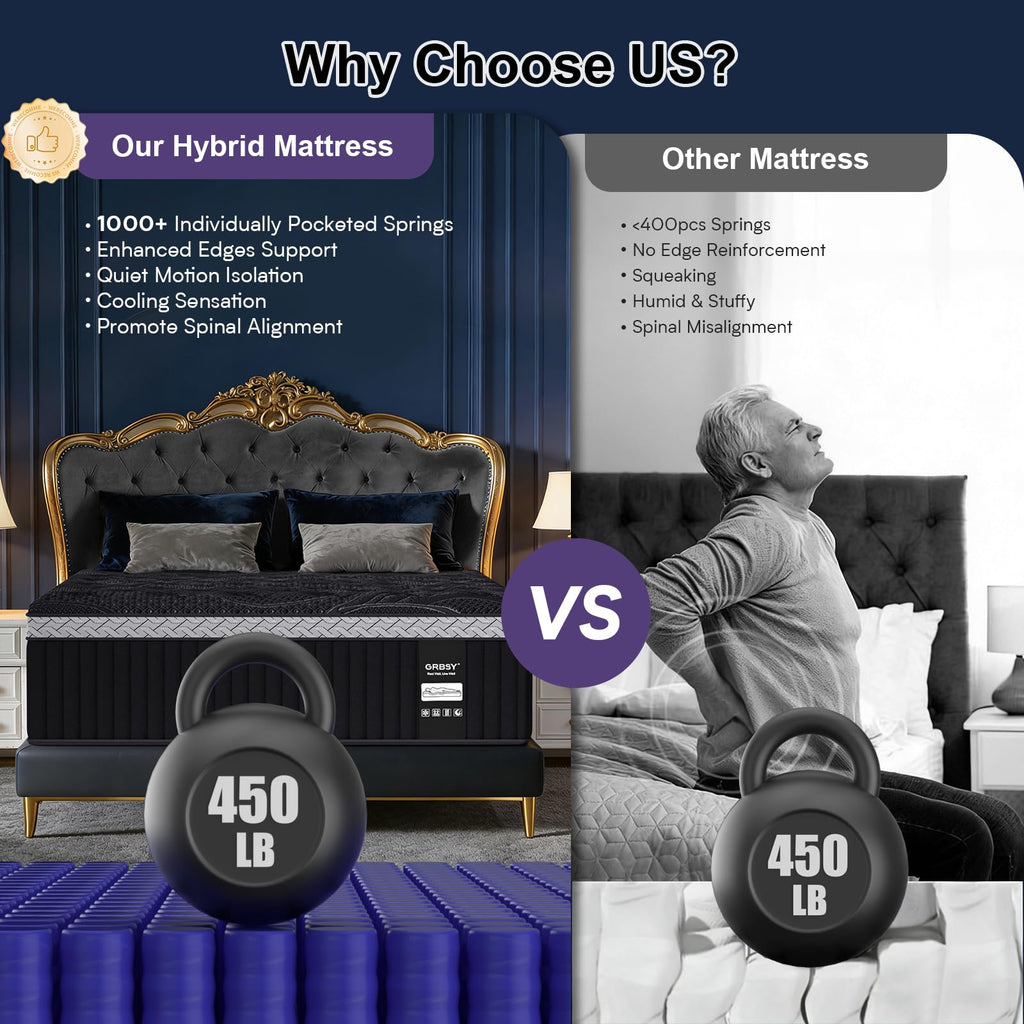 16 Inch Queen Size Hybrid Mattress in a Box W82752