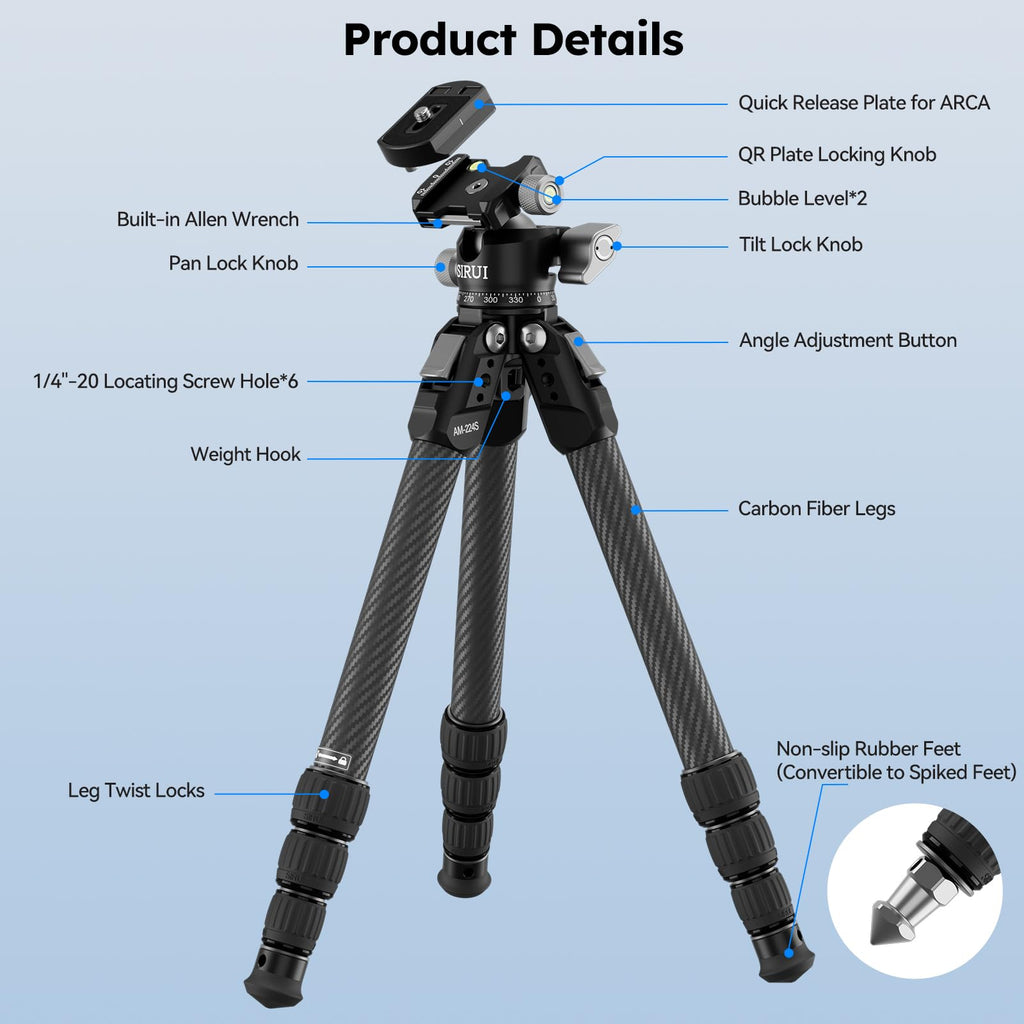 Carbon Fiber Mini Desktop Tripod with 360° Ball Head S47815