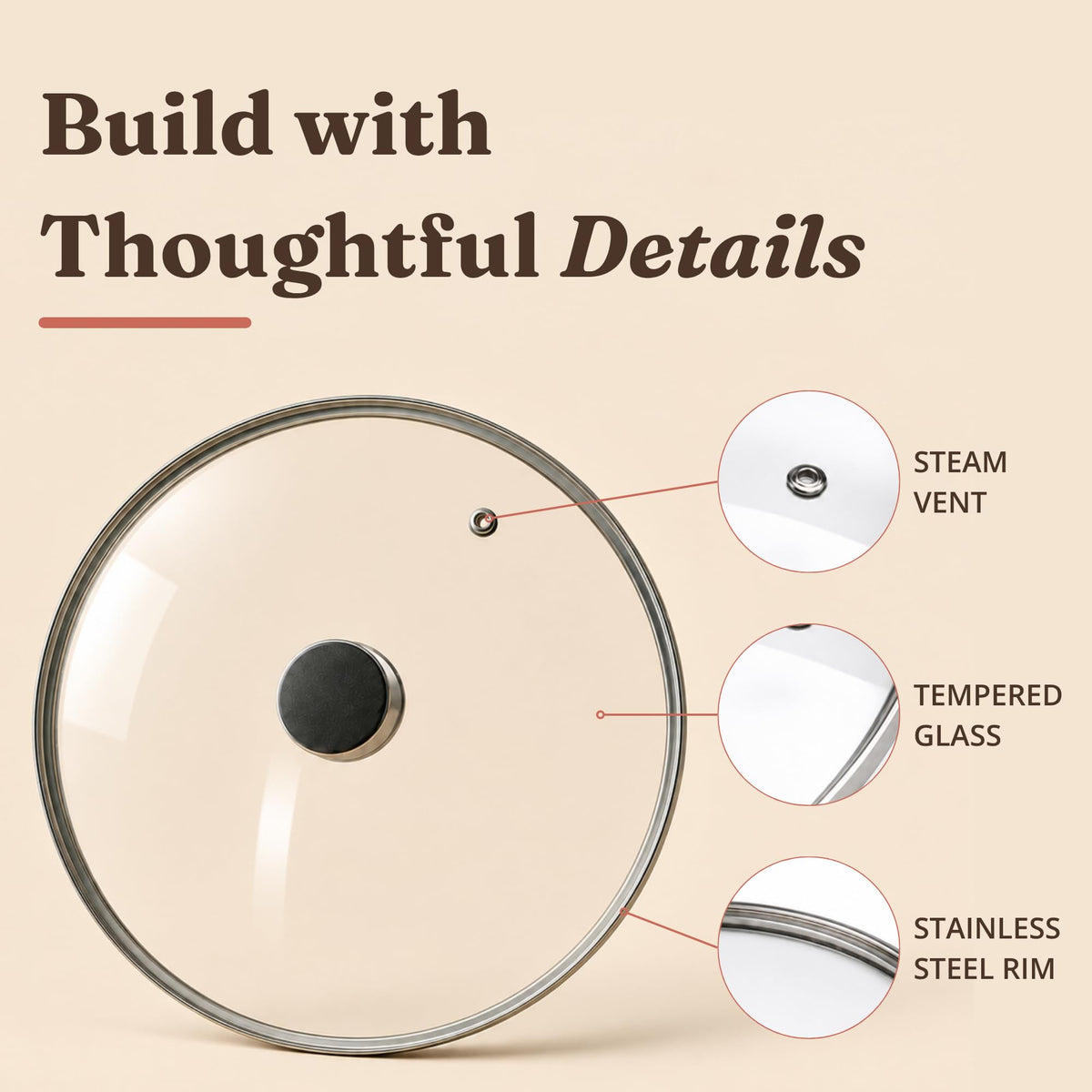 13.25 inch Tempered Glass Lid E197