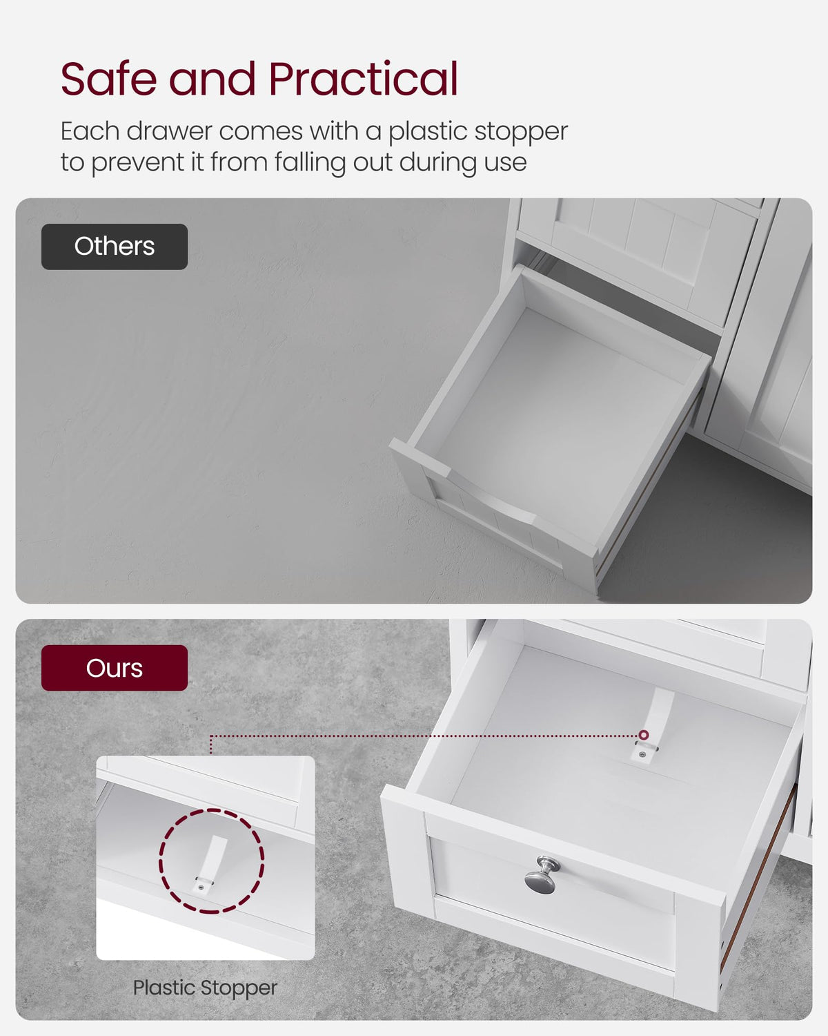 Bathroom Storage Cabinet with 3 Drawers O8701