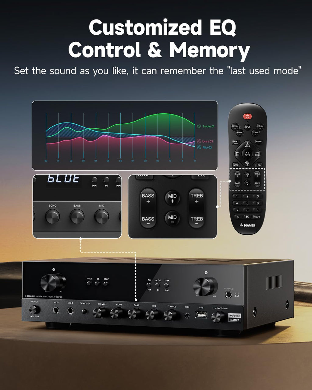 600W 2 Channel Stereo Audio Amplifier with Bluetooth B7959