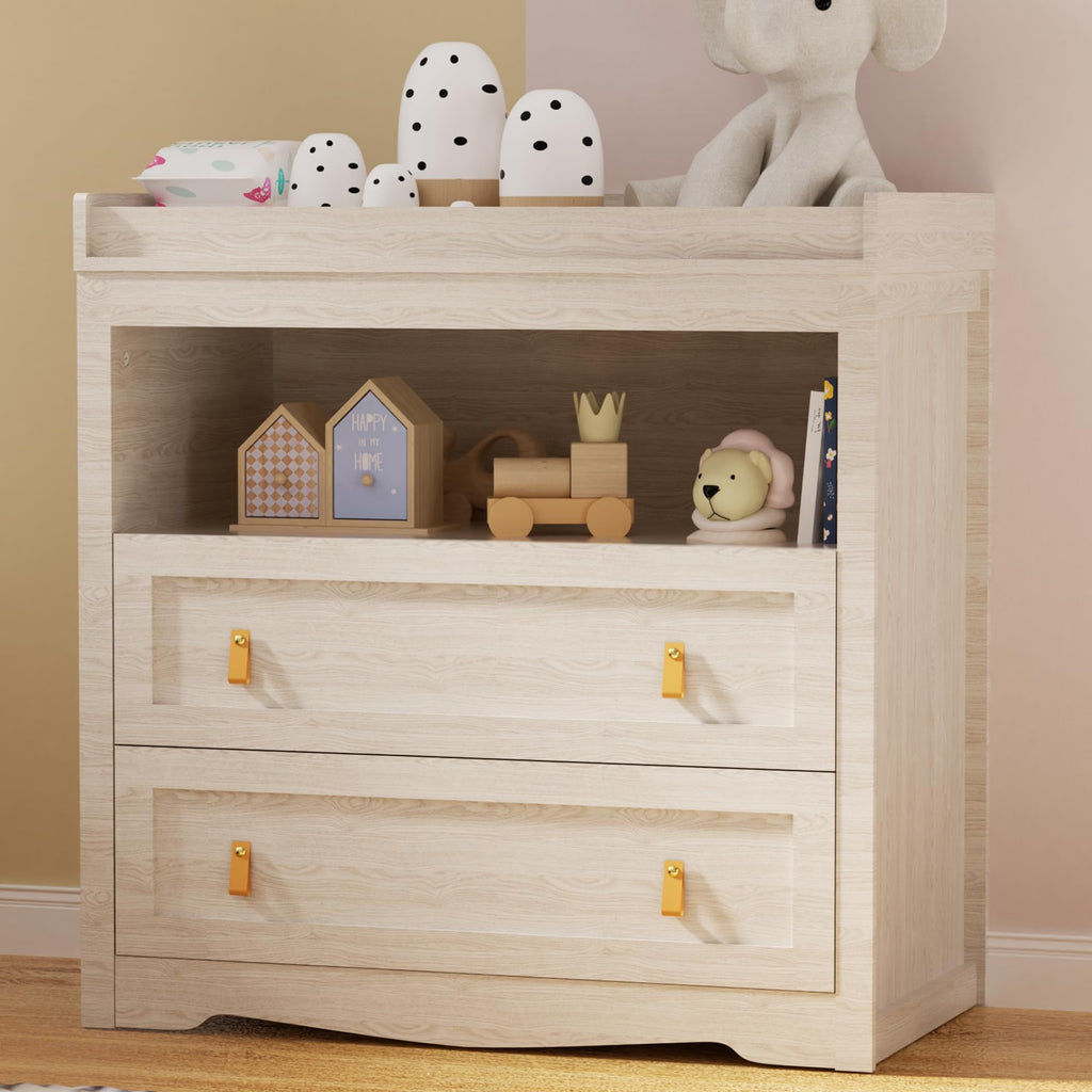 Beige Baby Dresser with Changing Table Top N584