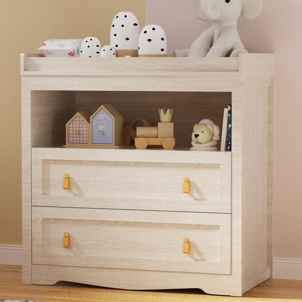 Beige Baby Dresser with Changing Table Top N584