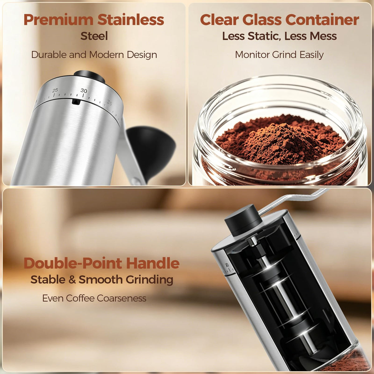 Manual Coffee Grinder with Ceramic Conical Burr B1334