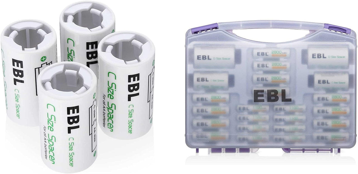 Purple Battery Box with 12 AA Batteries, 8 AAA Batteries, C Adapters, D Adapters U146