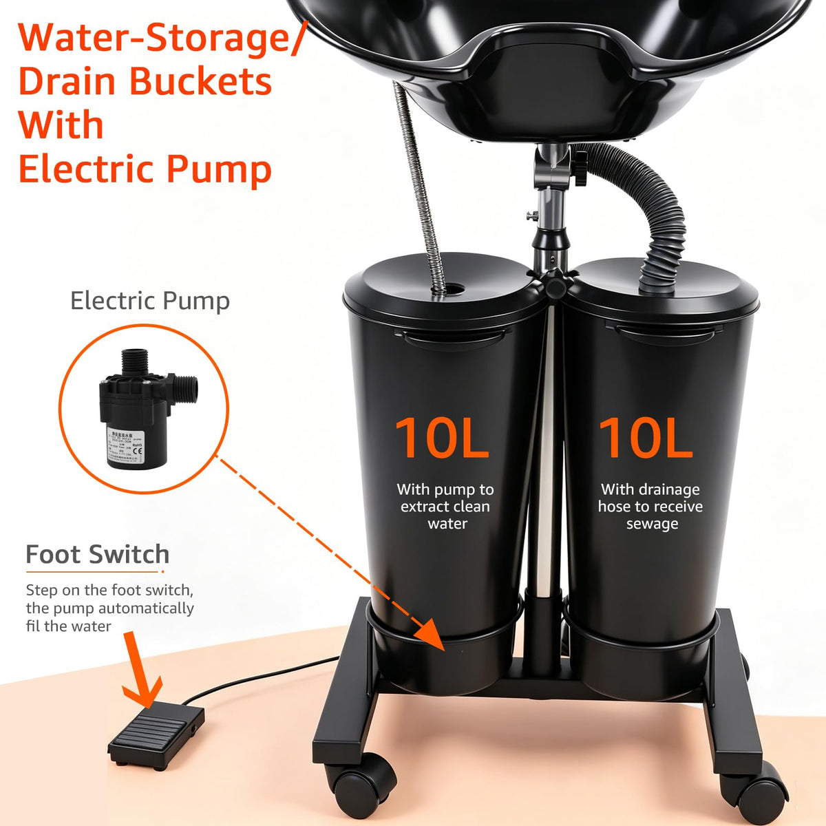Portable Shampoo Bowl with Electric Pump O5651