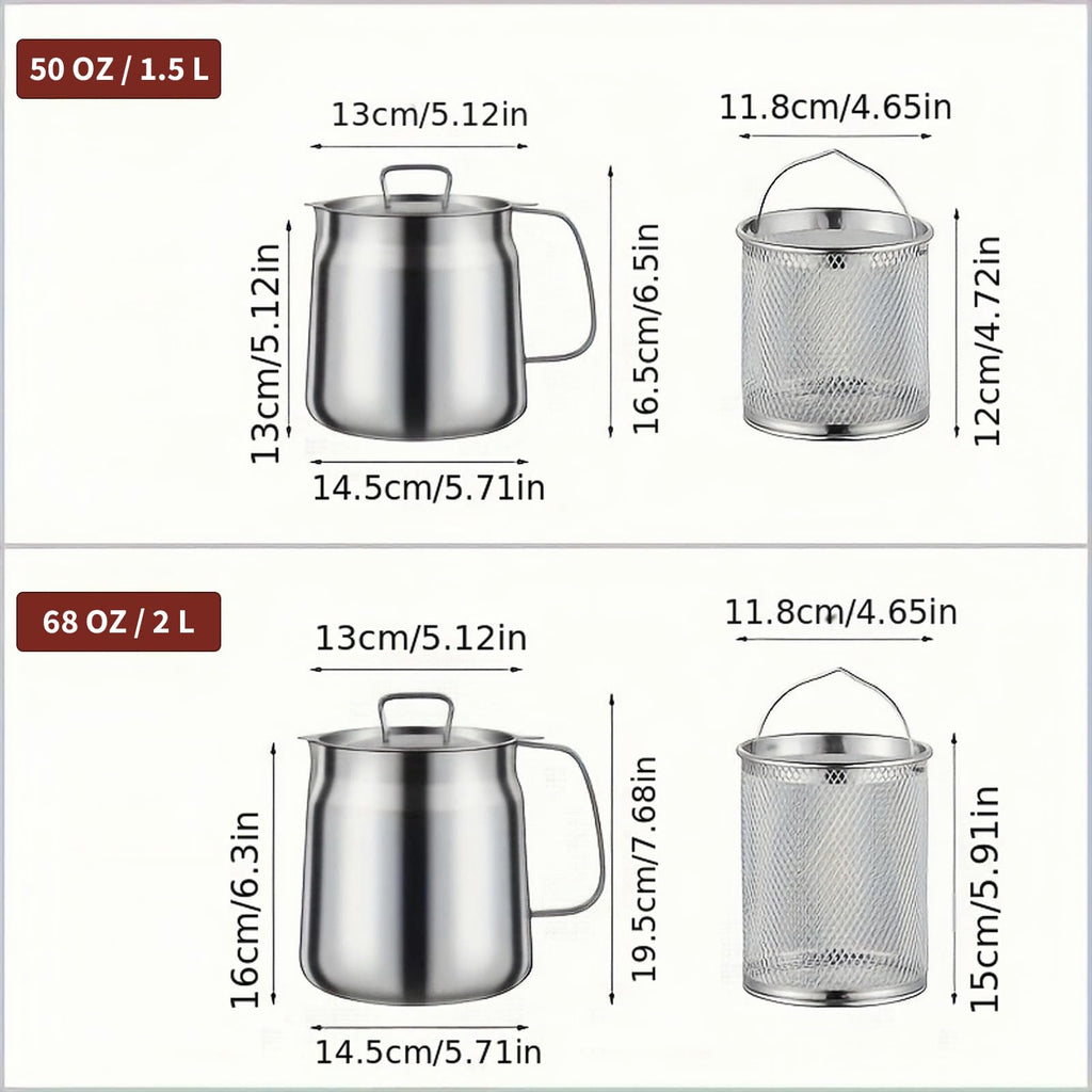 68oz 304 Stainless Steel Deep Fryer Pot with Basket Z3338