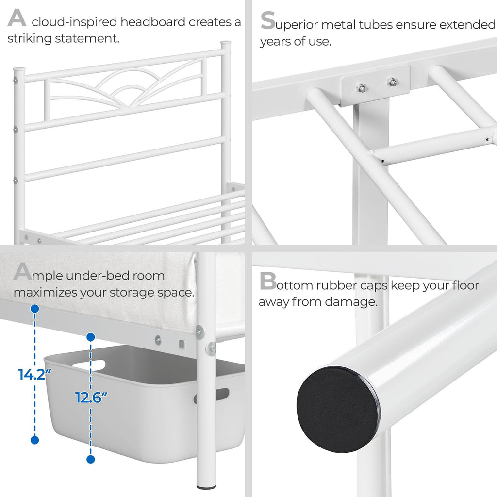Twin Size White Metal Bed Frame with Headboard R96619