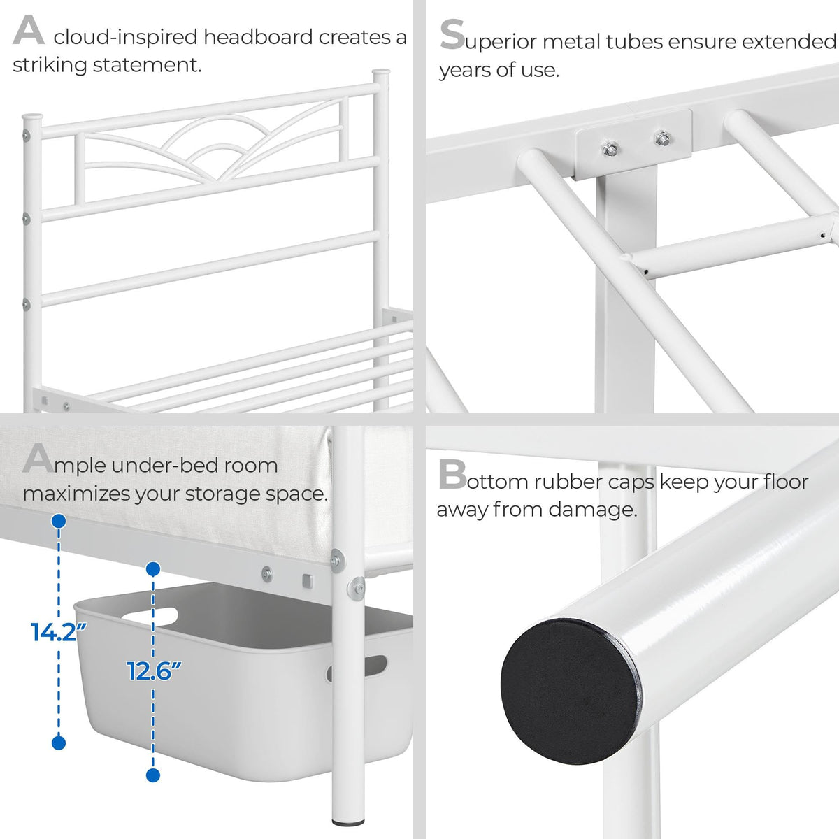 Twin Size White Metal Bed Frame with Headboard R96619