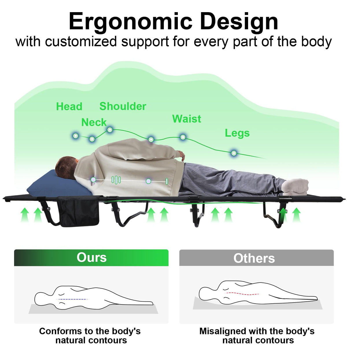 Ultralight Folding Camping Cot 4-Legs 352 lbs Q63725