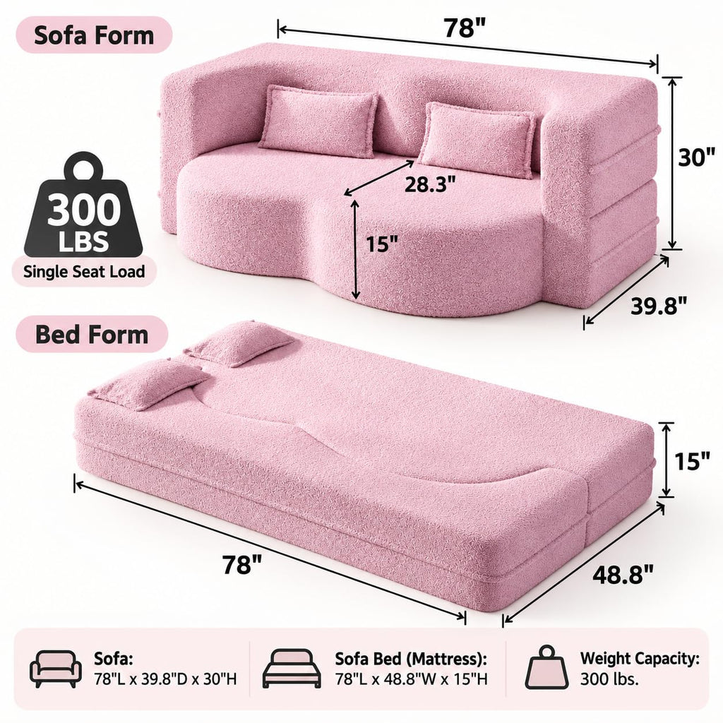 2-in-1 Convertible Sofa Bed with Pillows N149