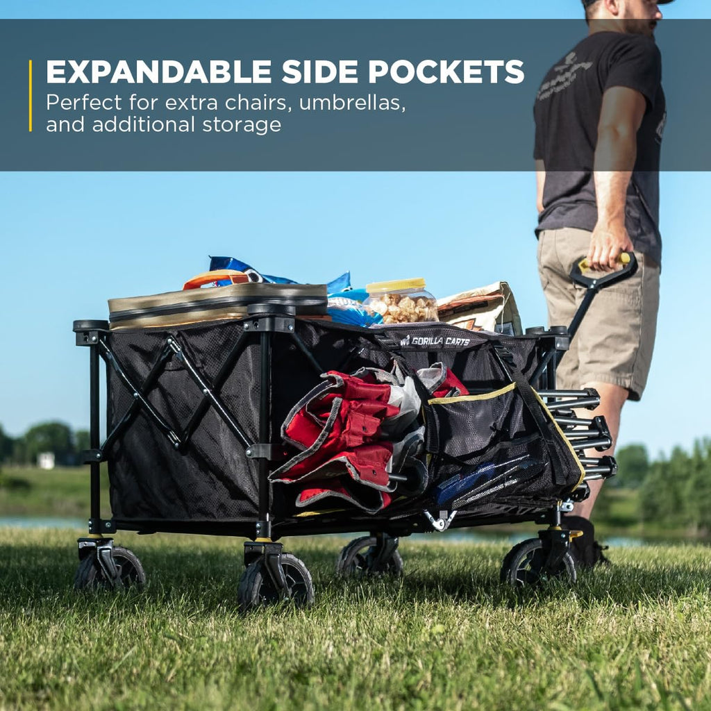 Collapsible Folding Outdoor Utility Wagon, 7 Cu Ft, Black Y8193