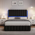 Black Faux Leather Full Size Bed Frame with Headboard G508170