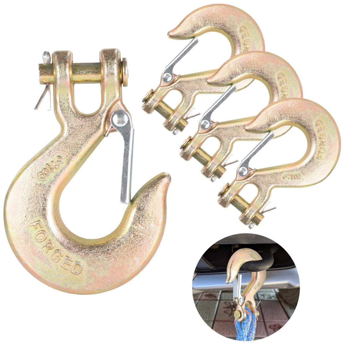 3/8-Inch Grade 70 Steel Clevis Slip Hooks 4-Pack V76027