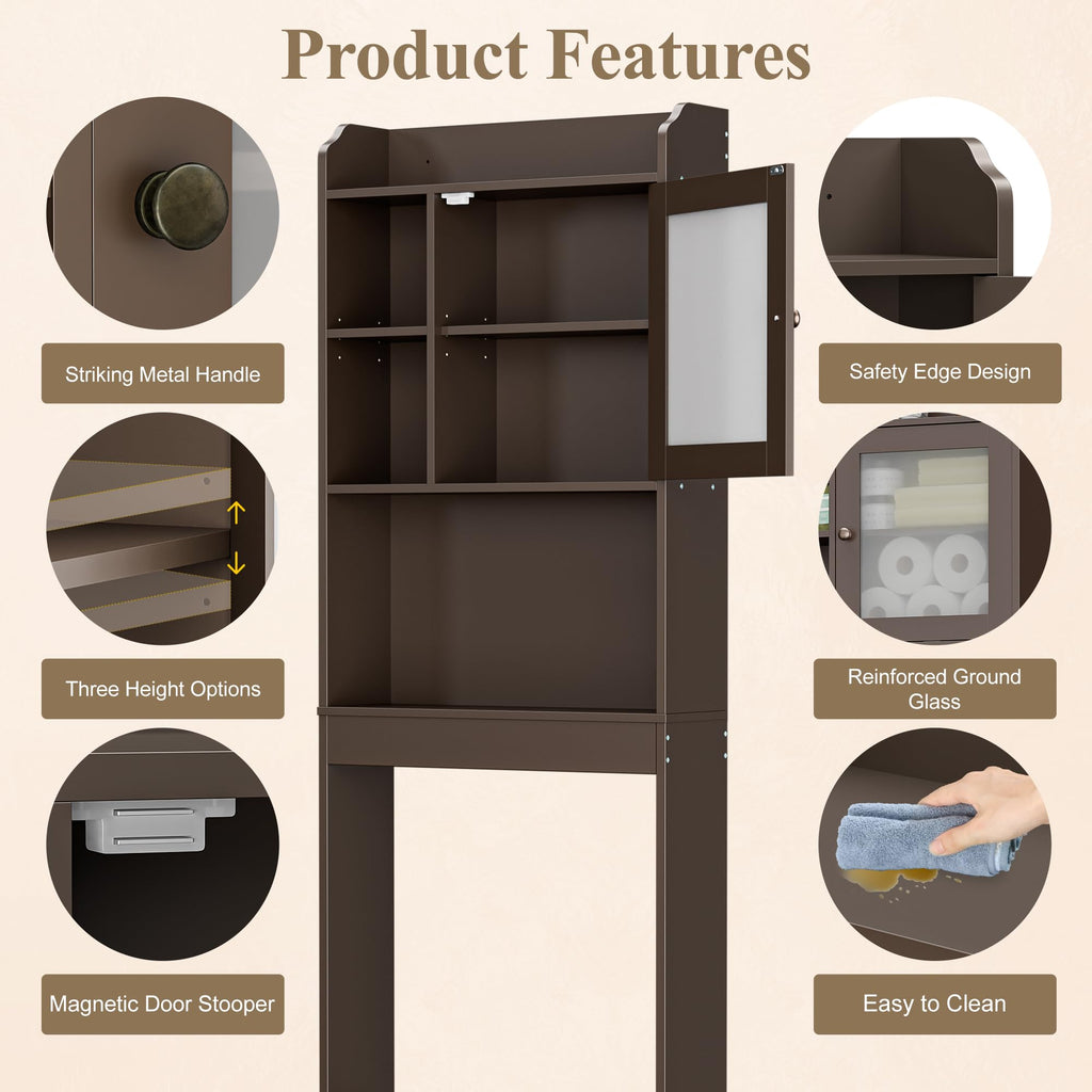 Over The Toilet Storage Cabinet with Adjustable Shelf and Double Doors B547