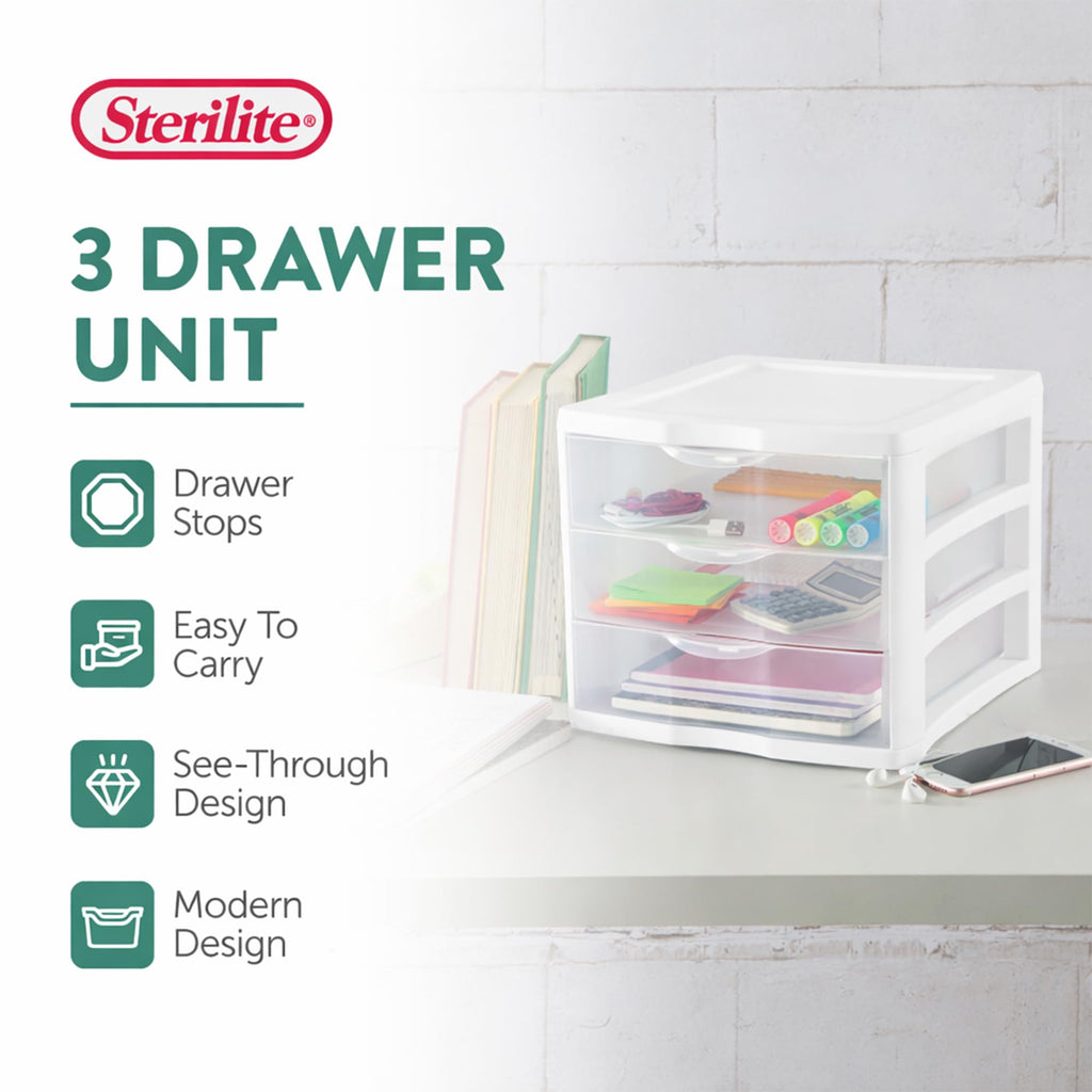 White Plastic 3 Drawer Desktop Storage Unit R85920
