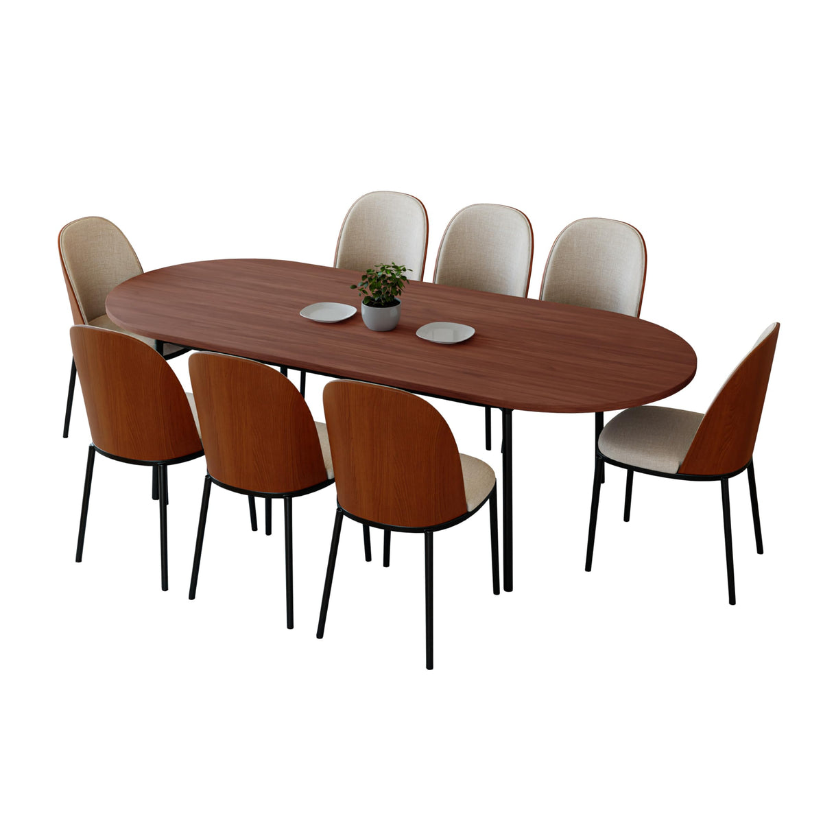 9-Piece Dining Set with 8 Chairs and Oval Table U892814