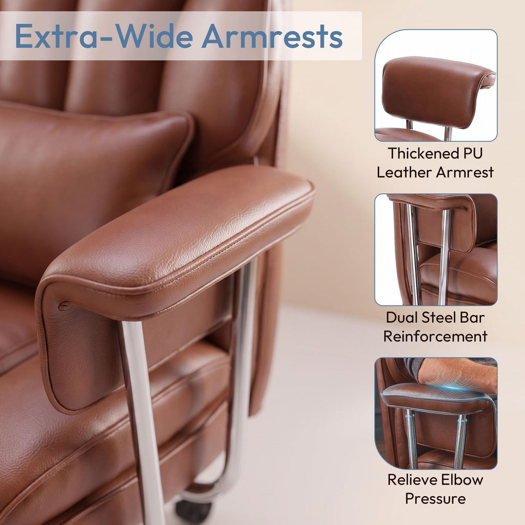 Brown Ergonomic Leather Office Chair N362687