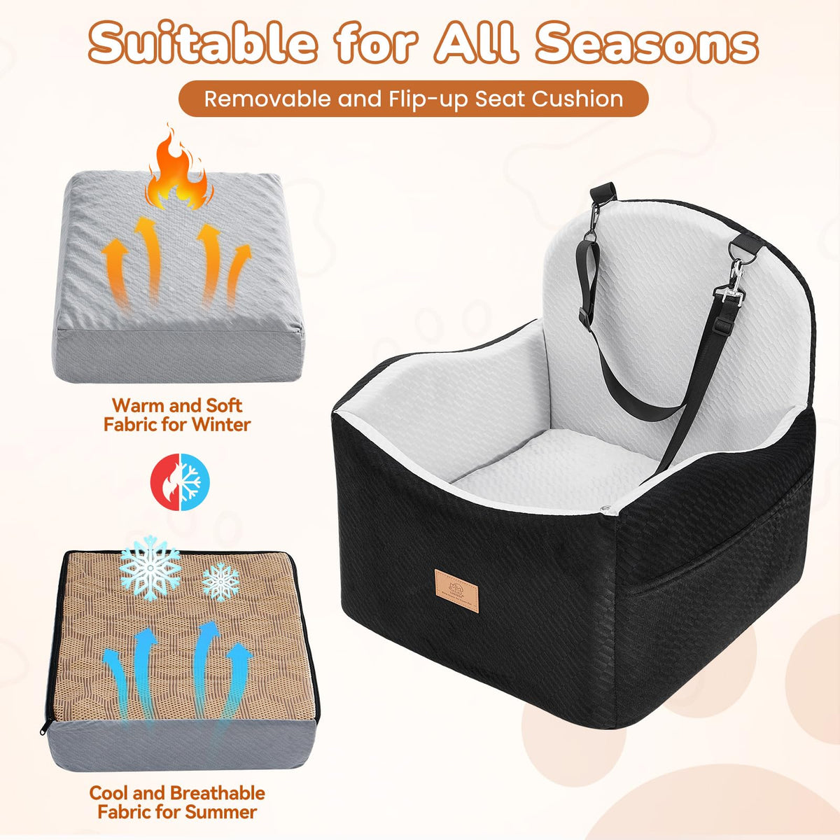 Dog Booster Car Seat for Small Dogs Up to 40lbs with Safety Belt U846