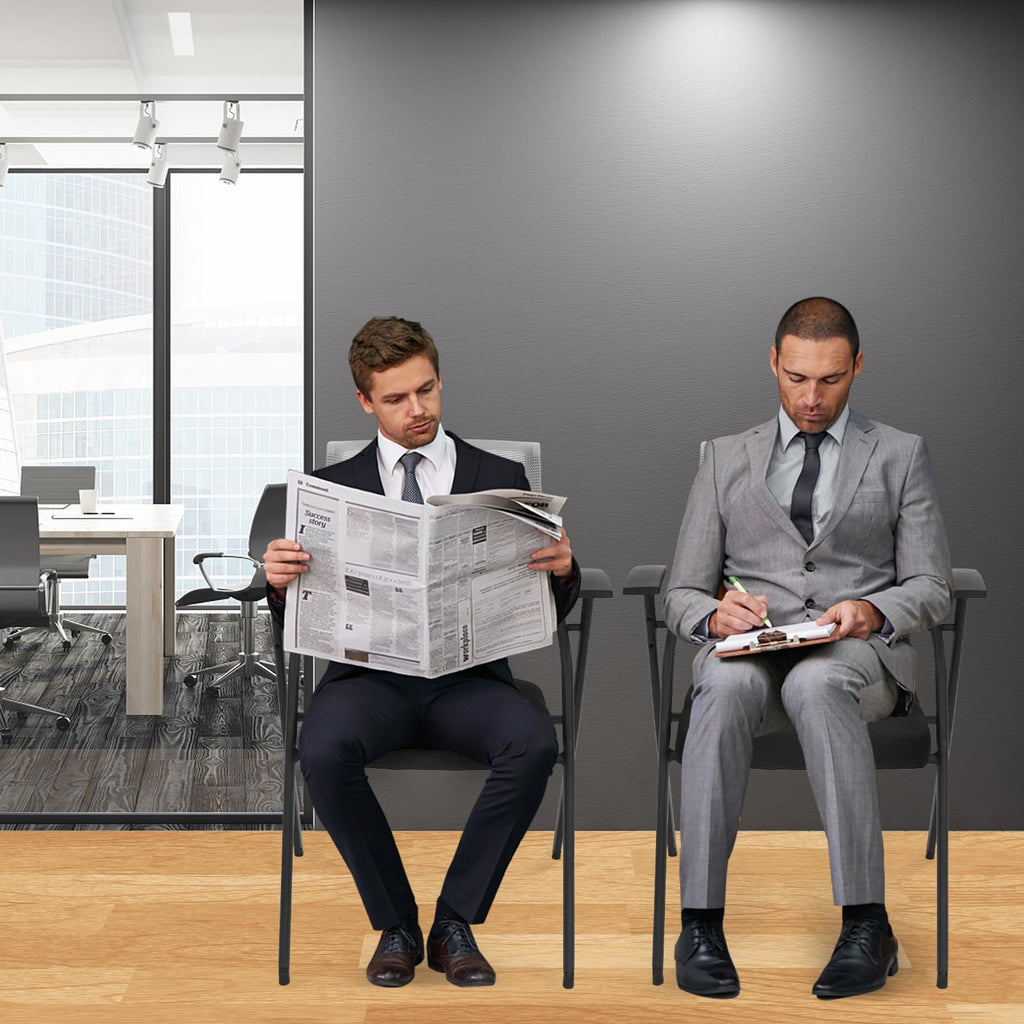 Grey Stackable Folding Mesh Office Chair with Arms T950