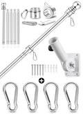 6 FT Metal Flagpole Kit and Stainless Steel Flagpole Clips T89760