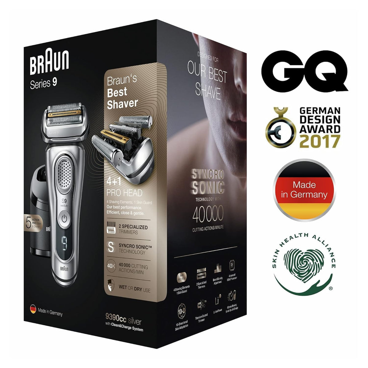 Electric Razor for Men, Waterproof Foil Shaver, Wet & Dry Shave, Silver E35937