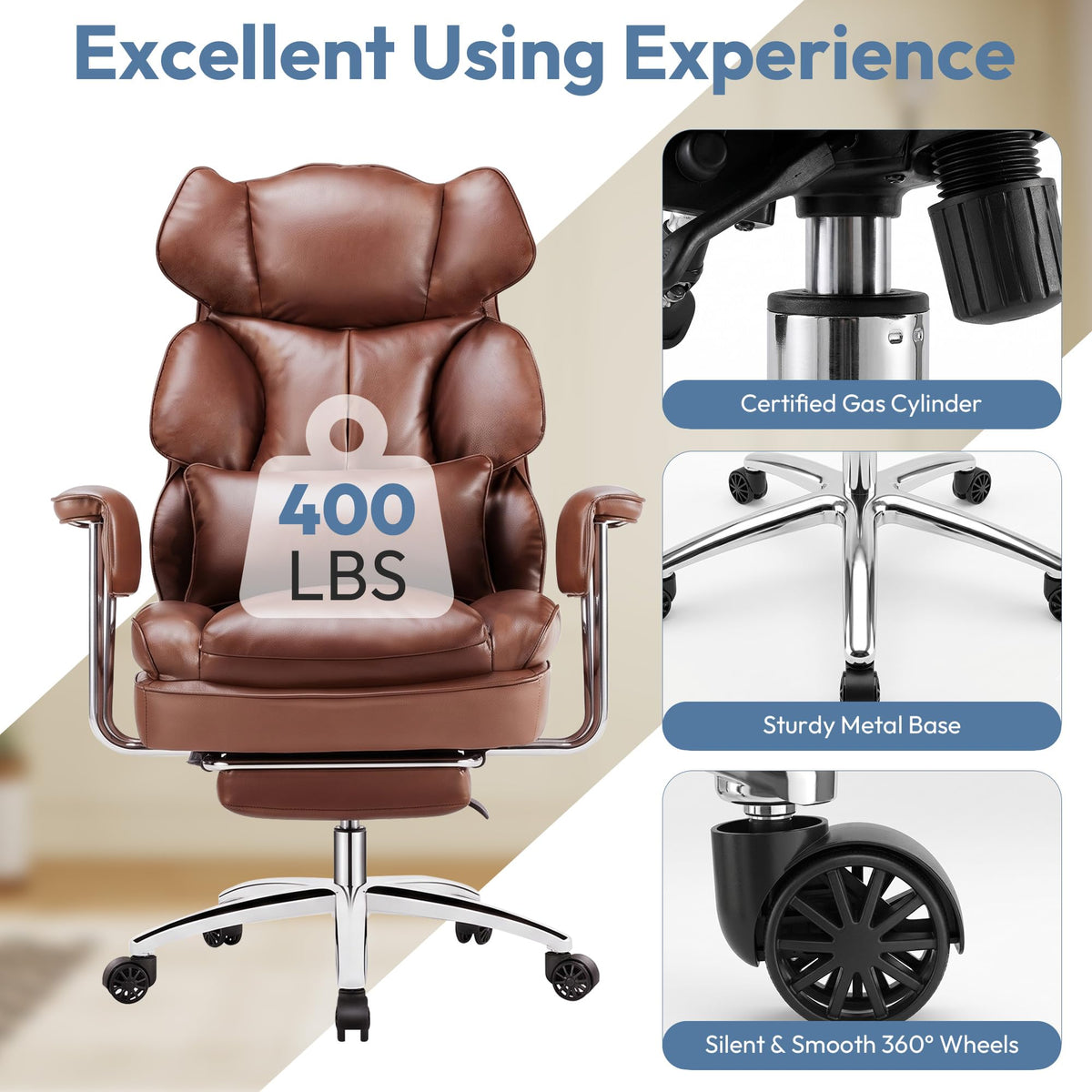 Brown Ergonomic Leather Office Chair N362687