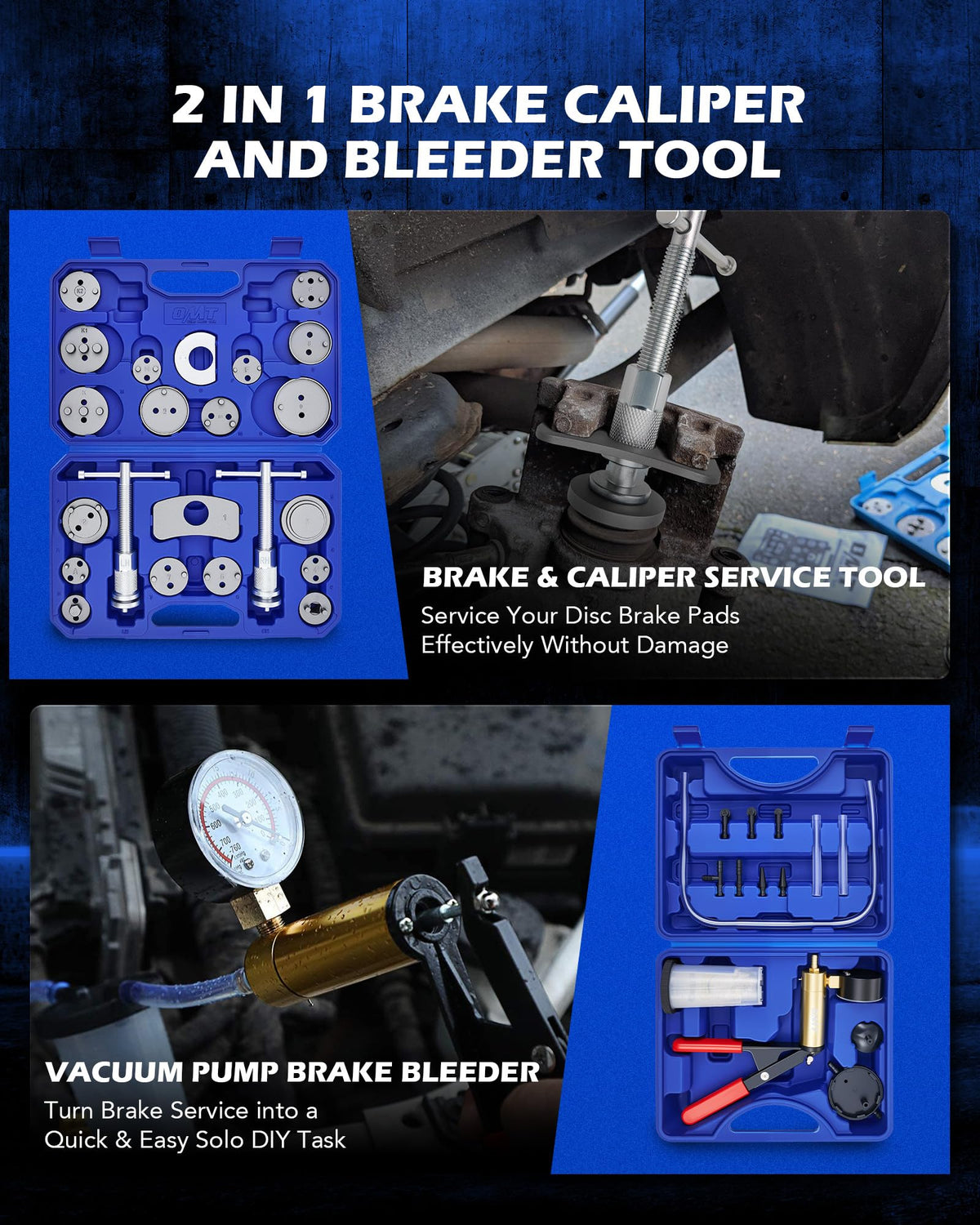2-in-1 Brake Caliper Compression Tool and Vacuum Pump Bleeder Kit M5504