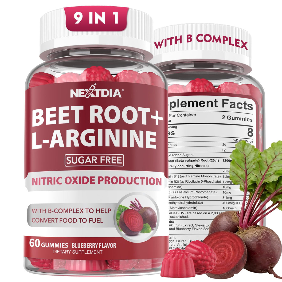 Beet Root Gummies 1200mg with L-Arginine and B Vitamins S7782