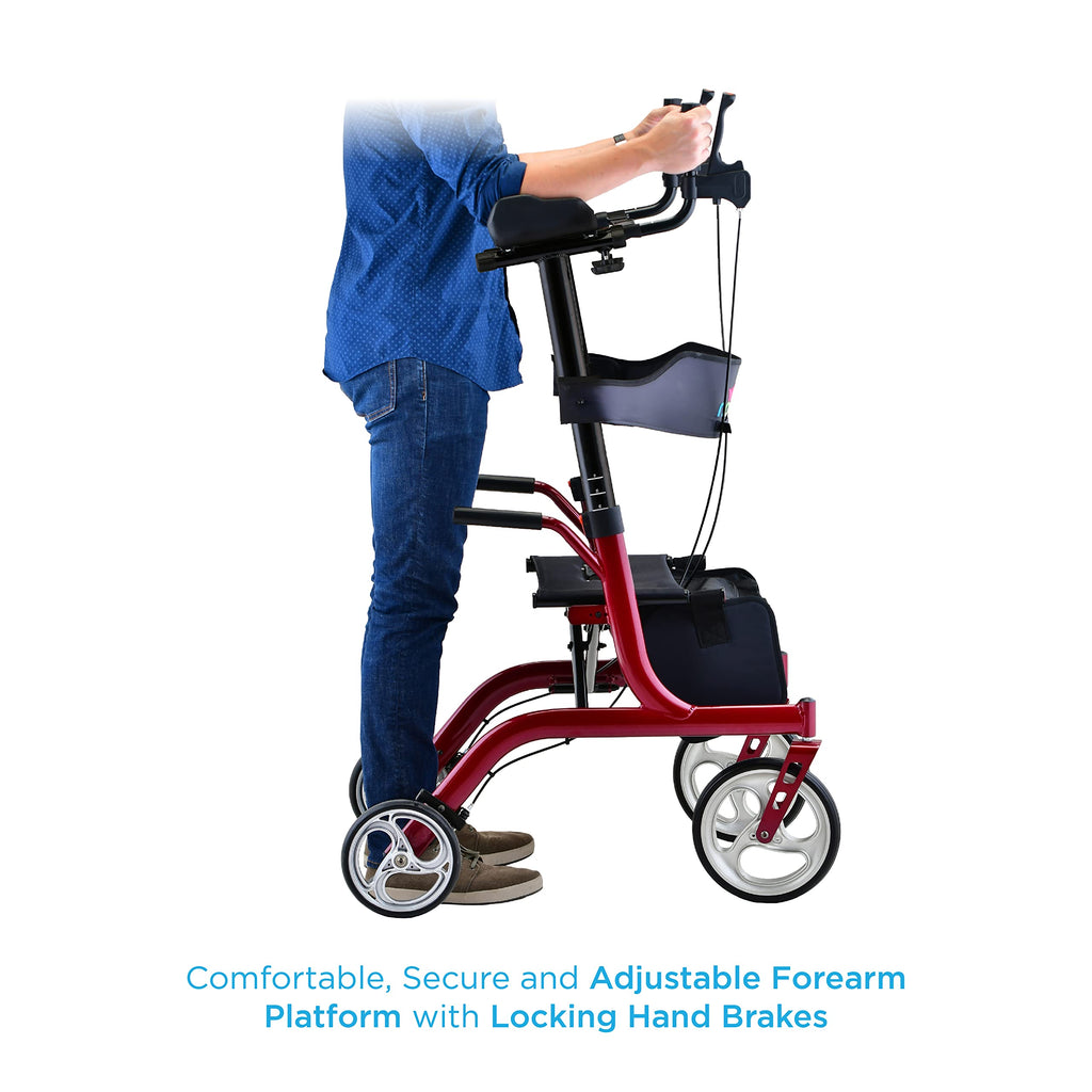 Blue Upright Rollator Walker with 10 Inch Front Wheels F356793