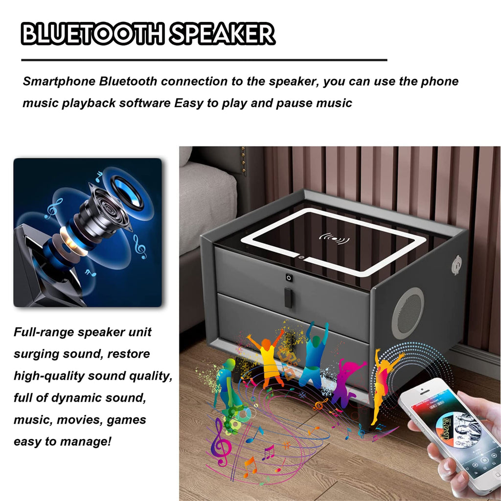 3-Color LED Nightstand with Wireless Charging Station and USB A286