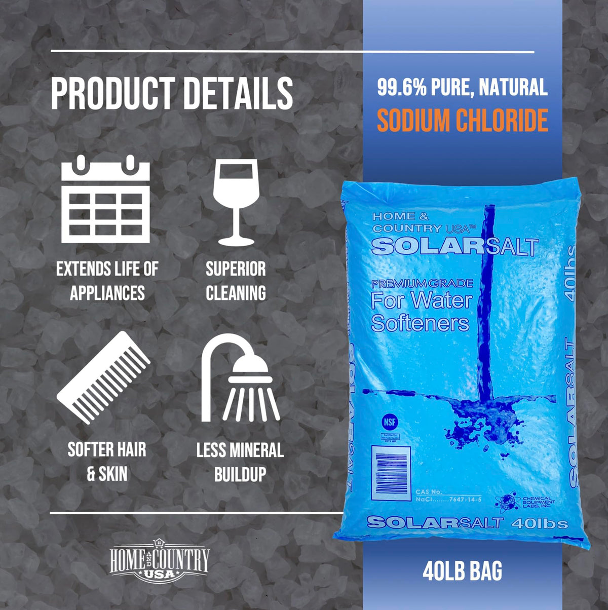 40 Pound Bag All Natural Solar Salt for Water Softener T54618