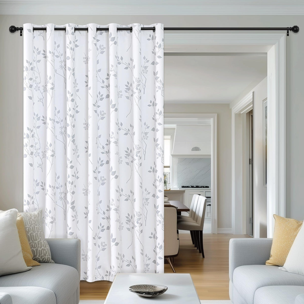 Grey White 100x84 Blackout Curtains L762237