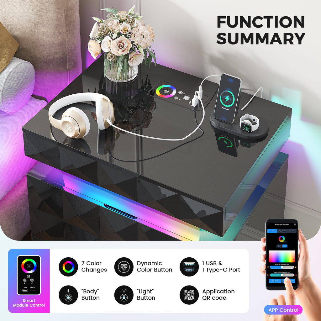 LED Night Stand with Charging Station V589756