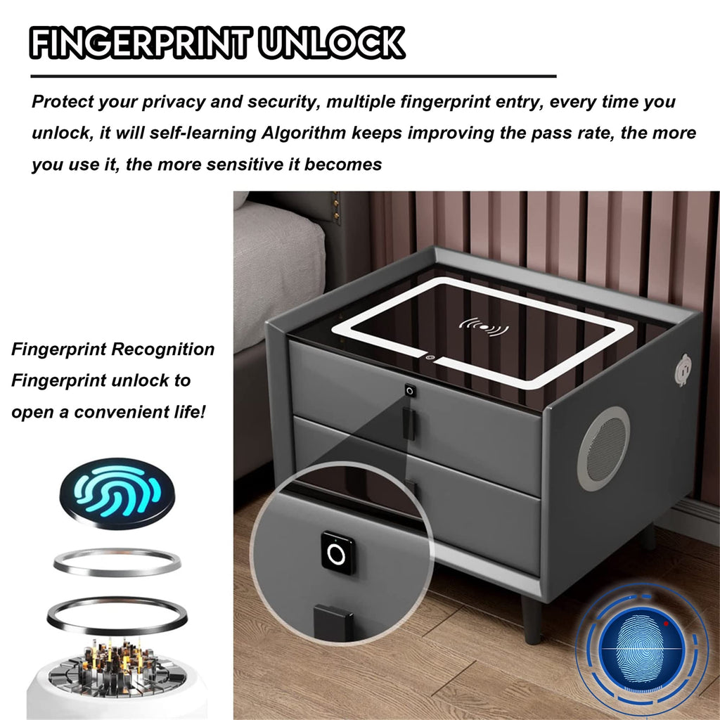 3-Color LED Nightstand with Wireless Charging Station and USB A286