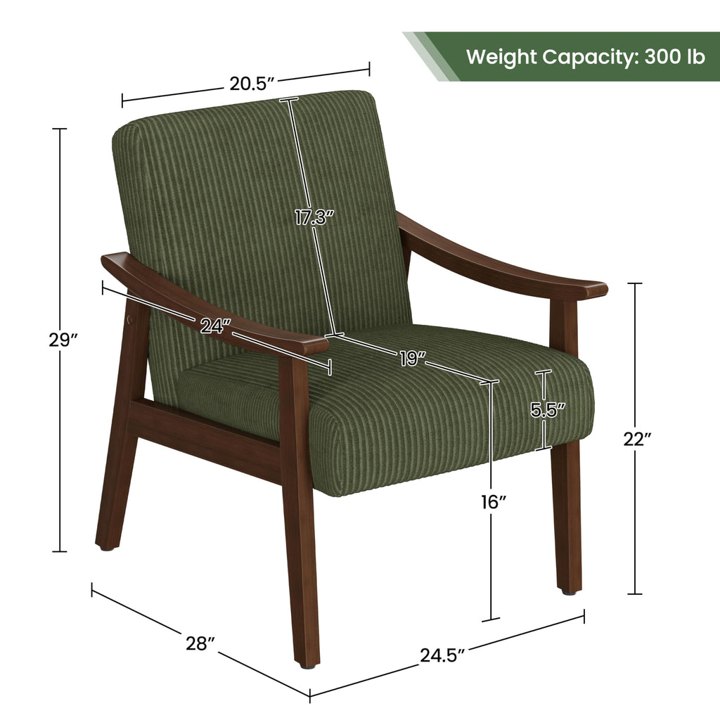 Dark Green Corduroy Accent Chairs Set of 2 J29490