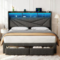 Queen Bed Frame with 2 Storage Drawers and Upholstered Headboard I859