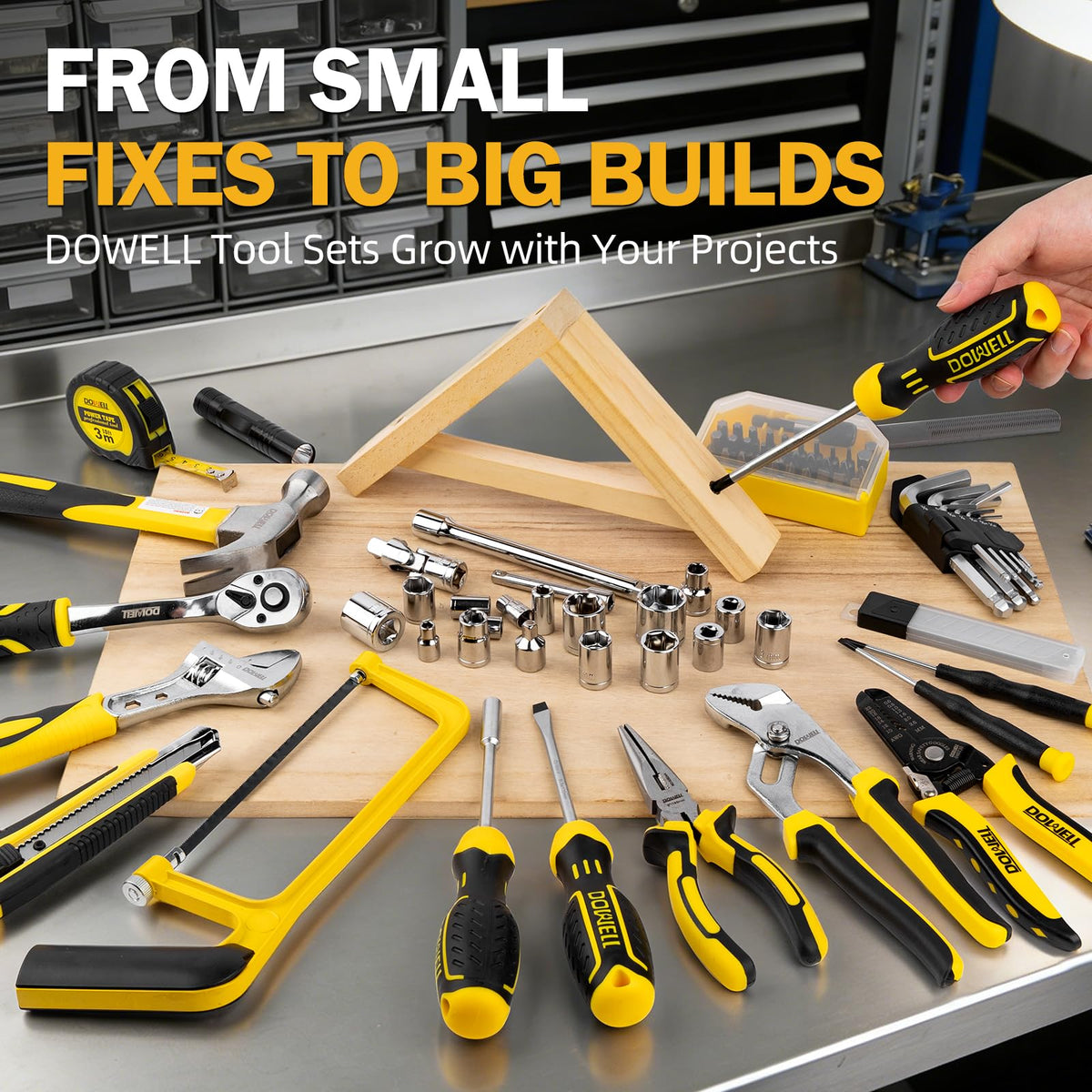 299-Piece Professional Hand Tool Set with Sockets, Pliers, Hex Keys, Screwdrivers Q91959