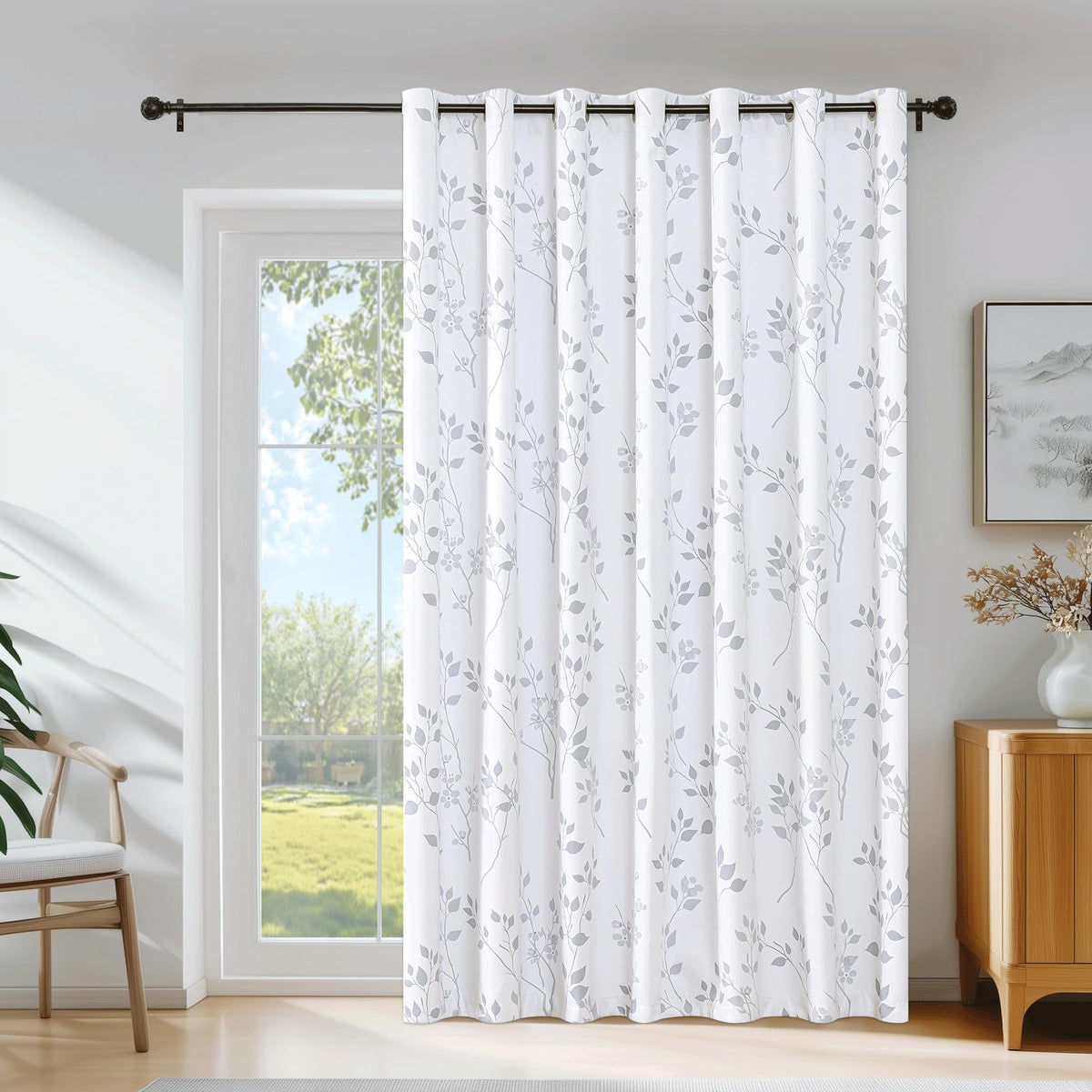 Grey White 100x84 Blackout Curtains L762237