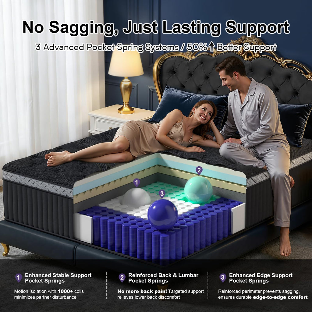 16 Inch Queen Size Hybrid Mattress in a Box W82752