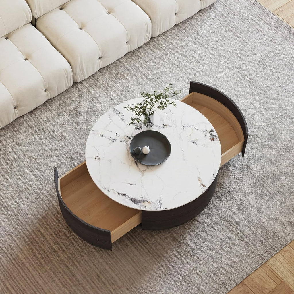 Round Coffee Table with 2 Drawers I872493