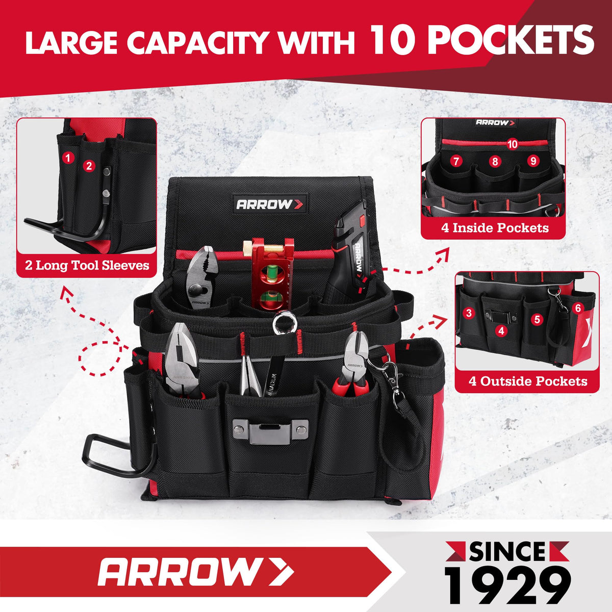 Heavy-Duty Tool Belt with 10 Pockets G24656