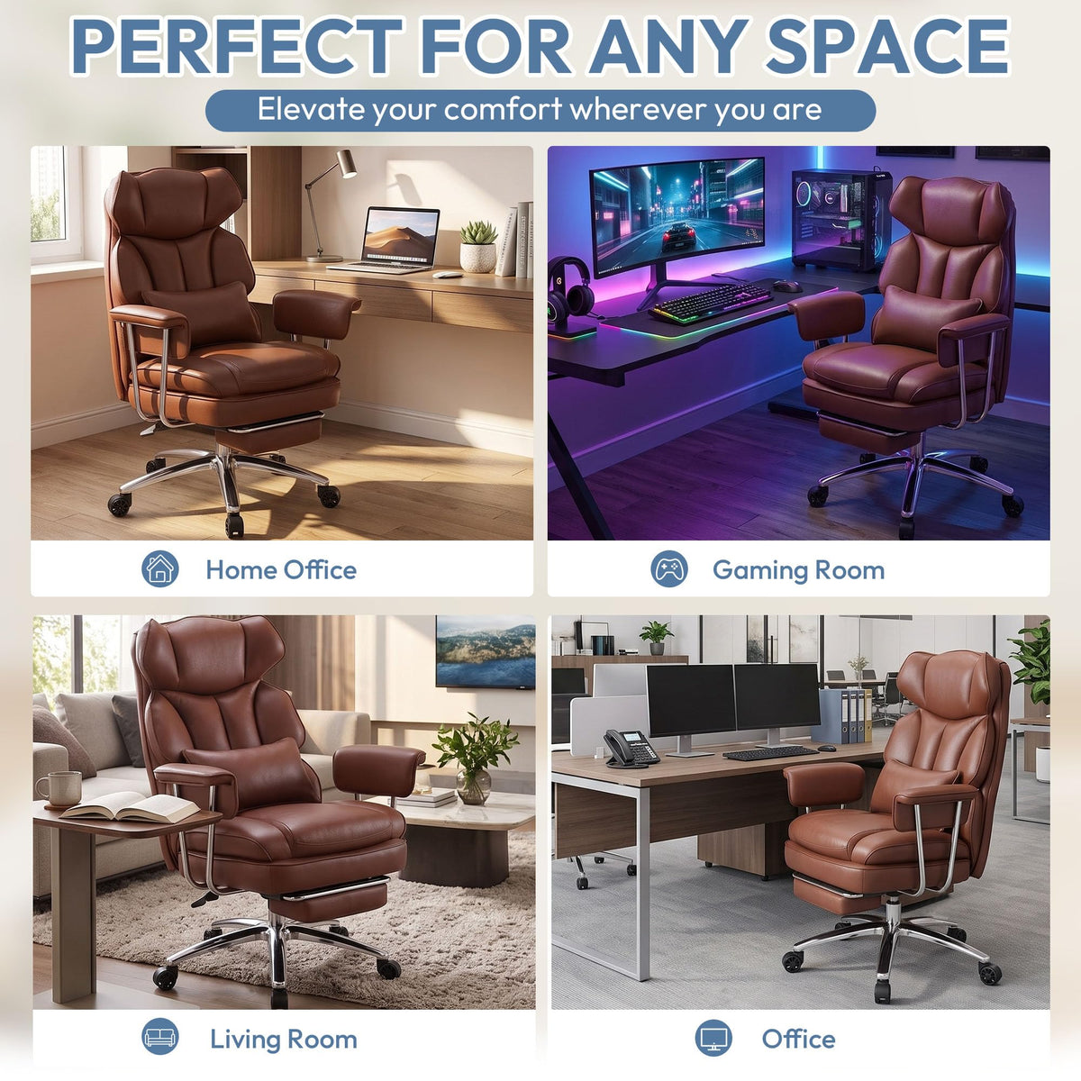 Brown Ergonomic Leather Office Chair N362687
