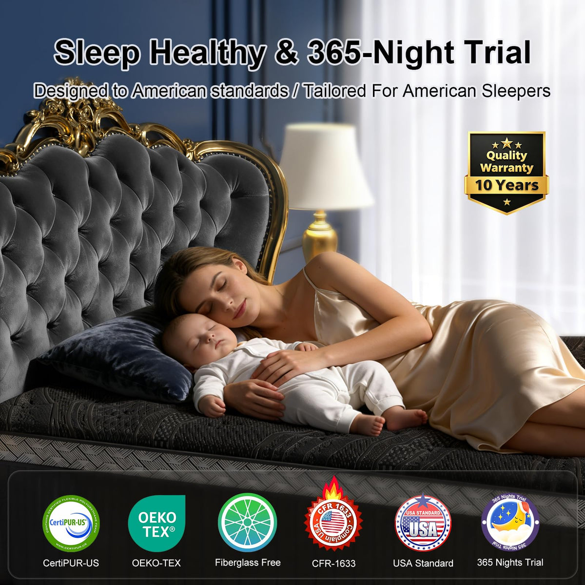 16 Inch Queen Size Hybrid Mattress in a Box W82752