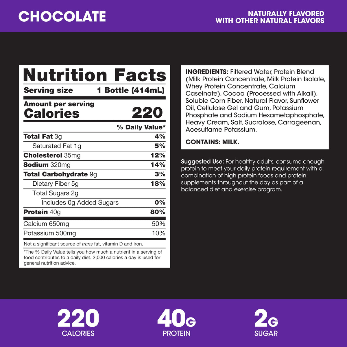 40g Protein Shake, Chocolate, 14 Fl Oz, 12 Ct X757745
