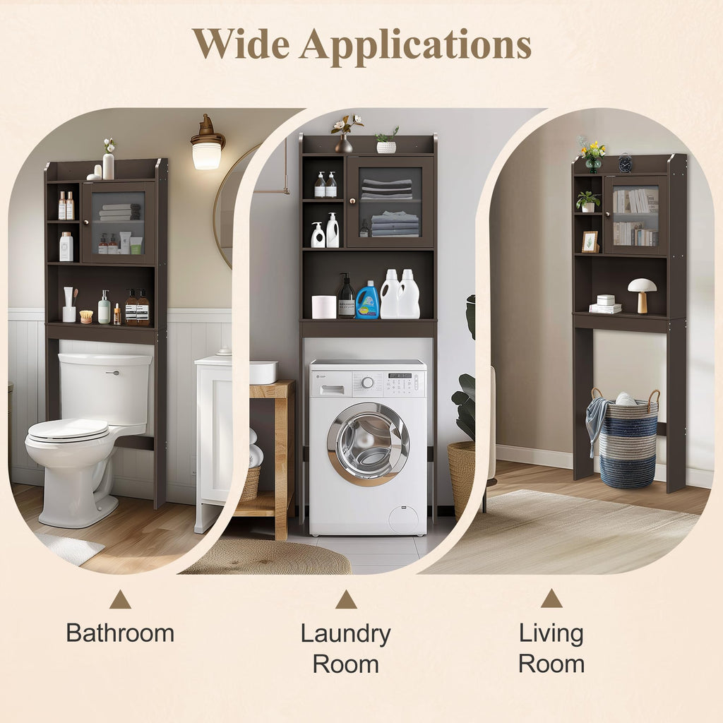 Over The Toilet Storage Cabinet with Adjustable Shelf and Double Doors B547